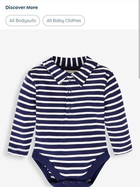JoJo Maman Bebe Navy and White Striped Polo Bodysuit